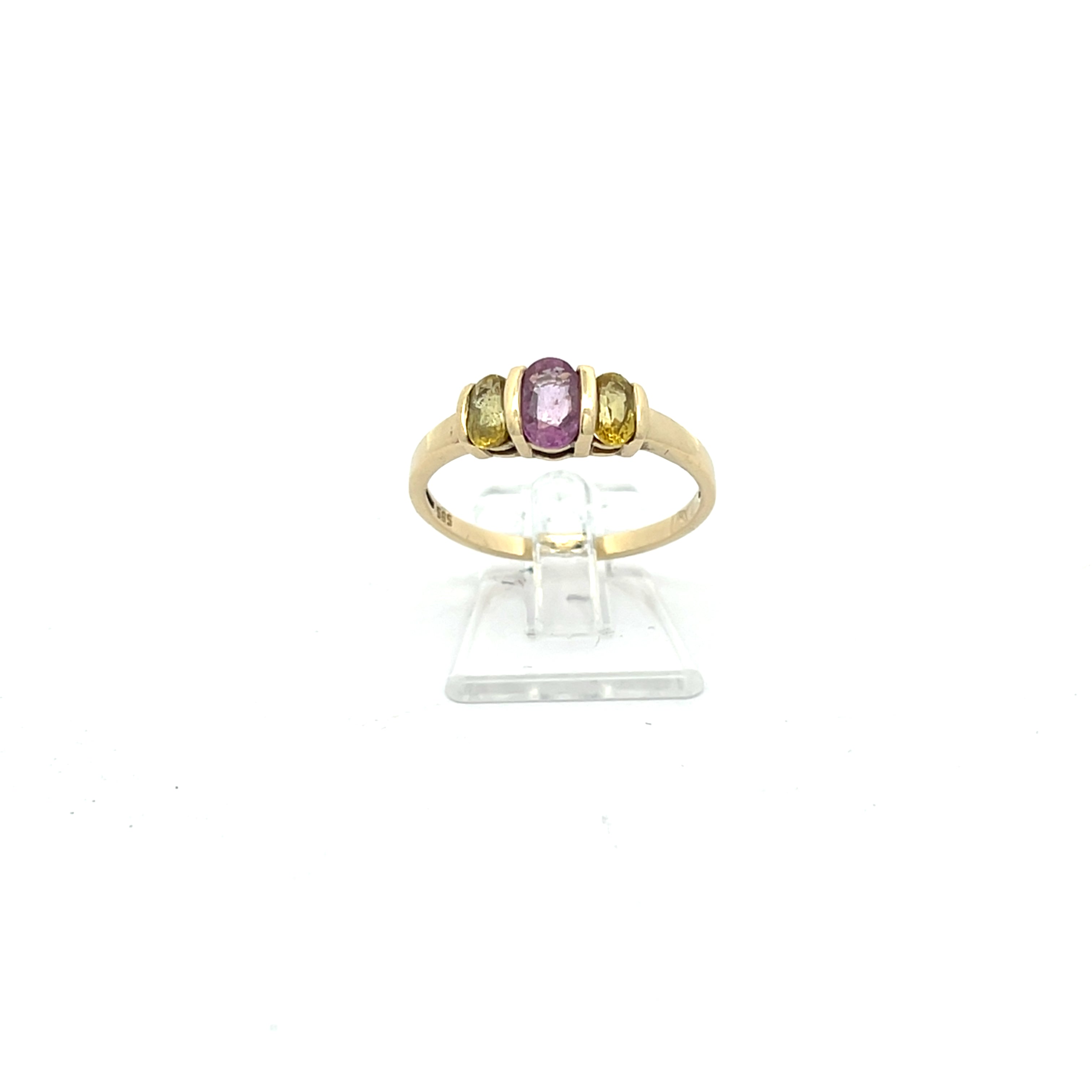Damen Ring Gold Schmuckstein rosa und gelb 585/14kt *57
