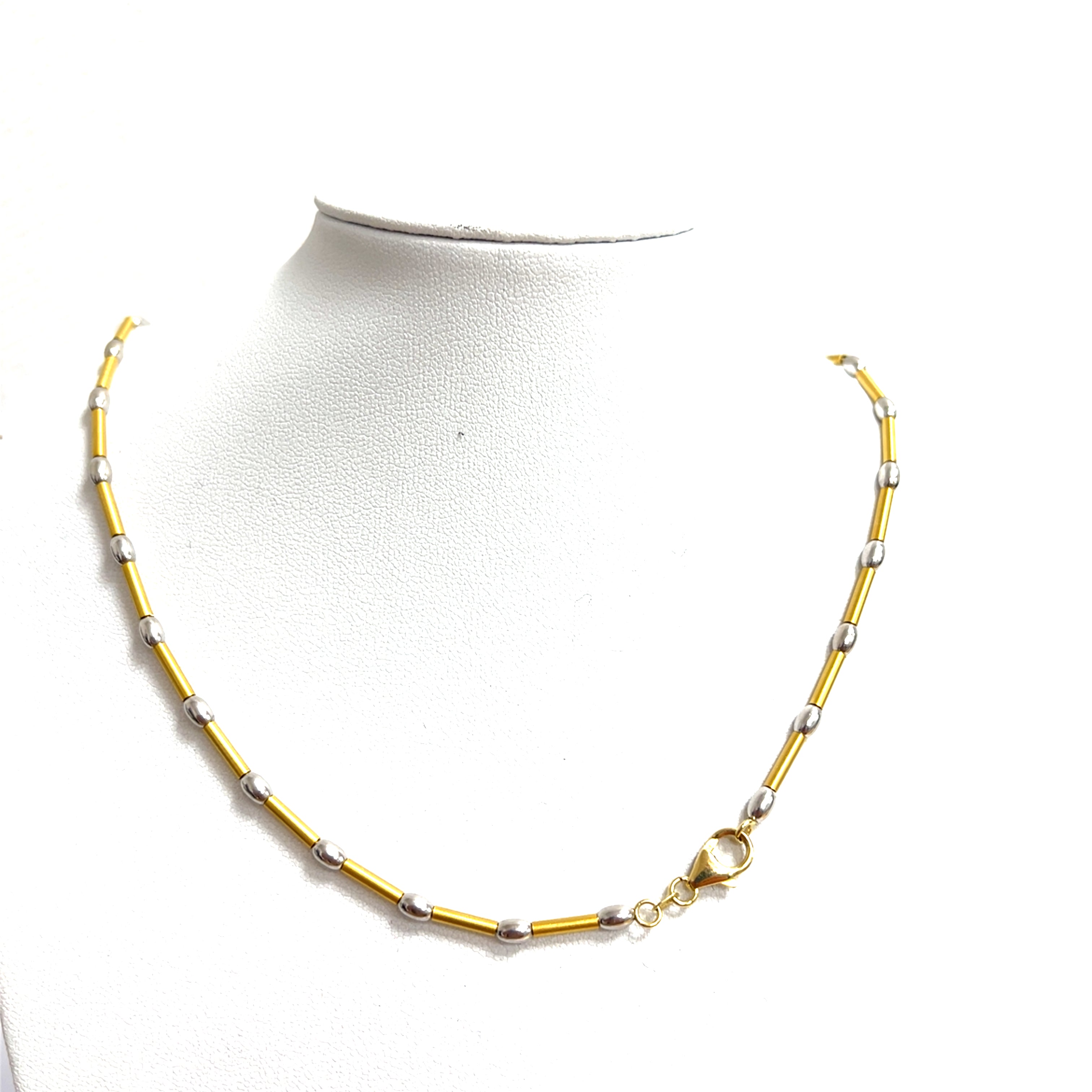 Kette Gelbgold und Weißgold 51cm