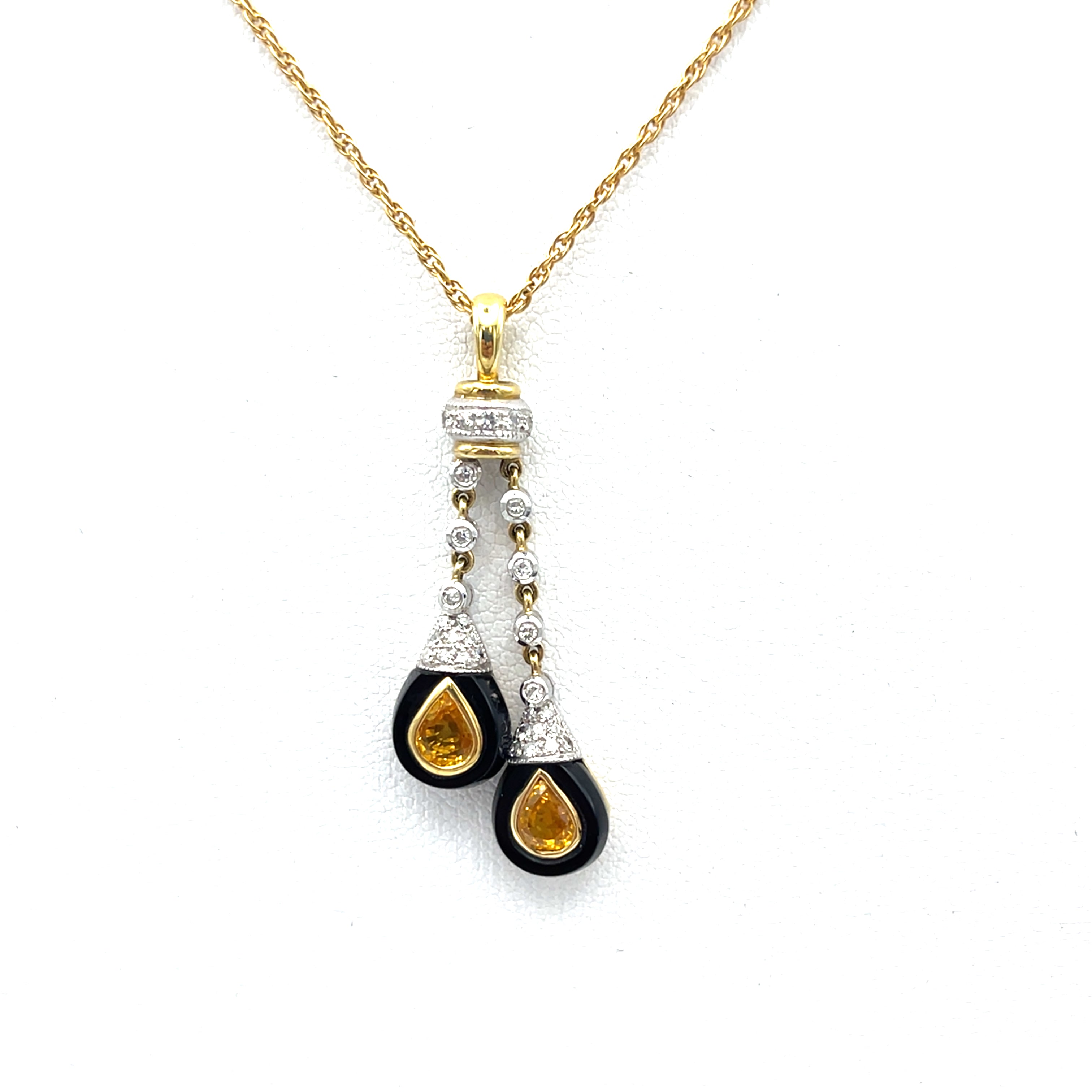 Vintage Diamanten Kette mit Tropfenanhängern Gold 585