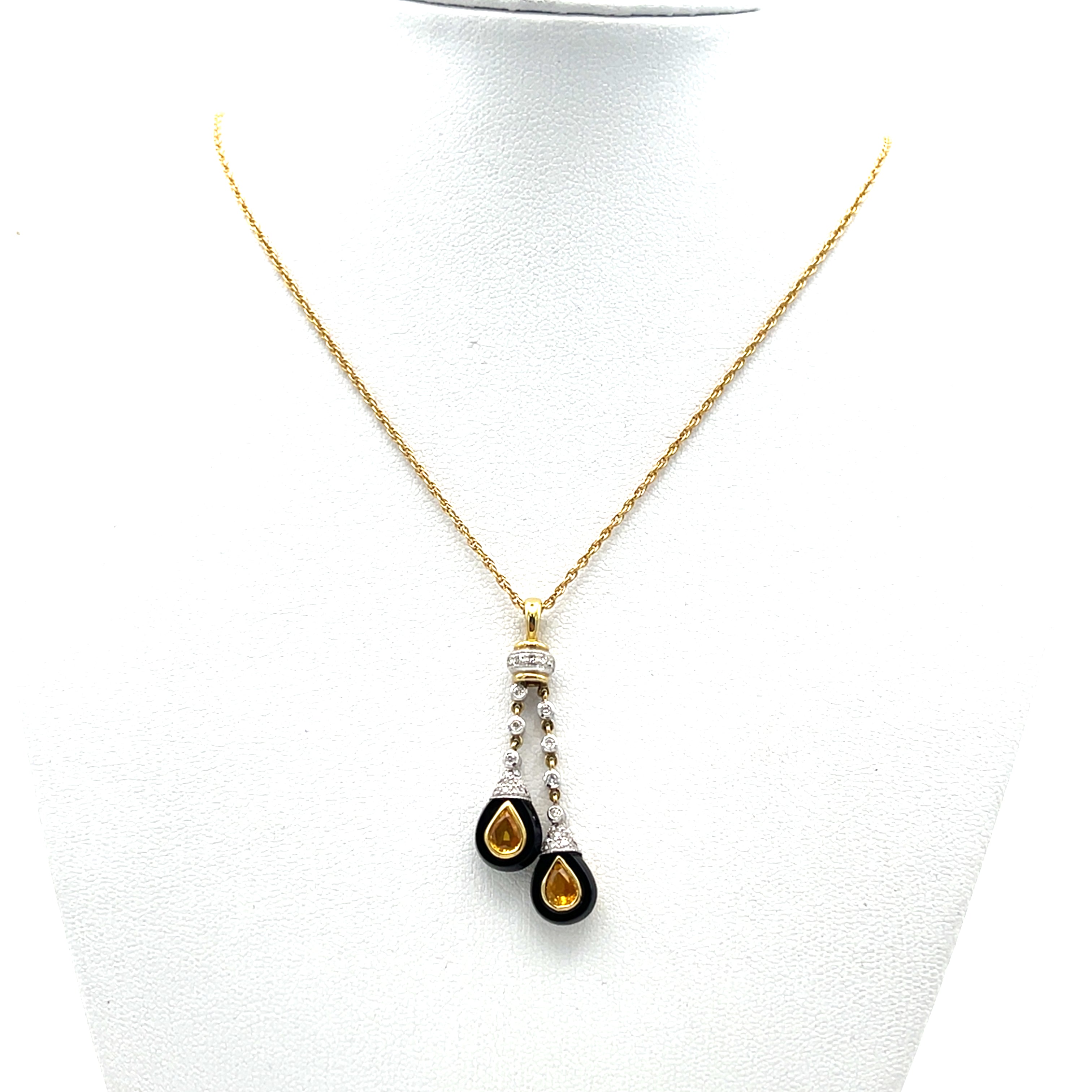 Vintage Diamanten Kette mit Tropfenanhängern Gold 585