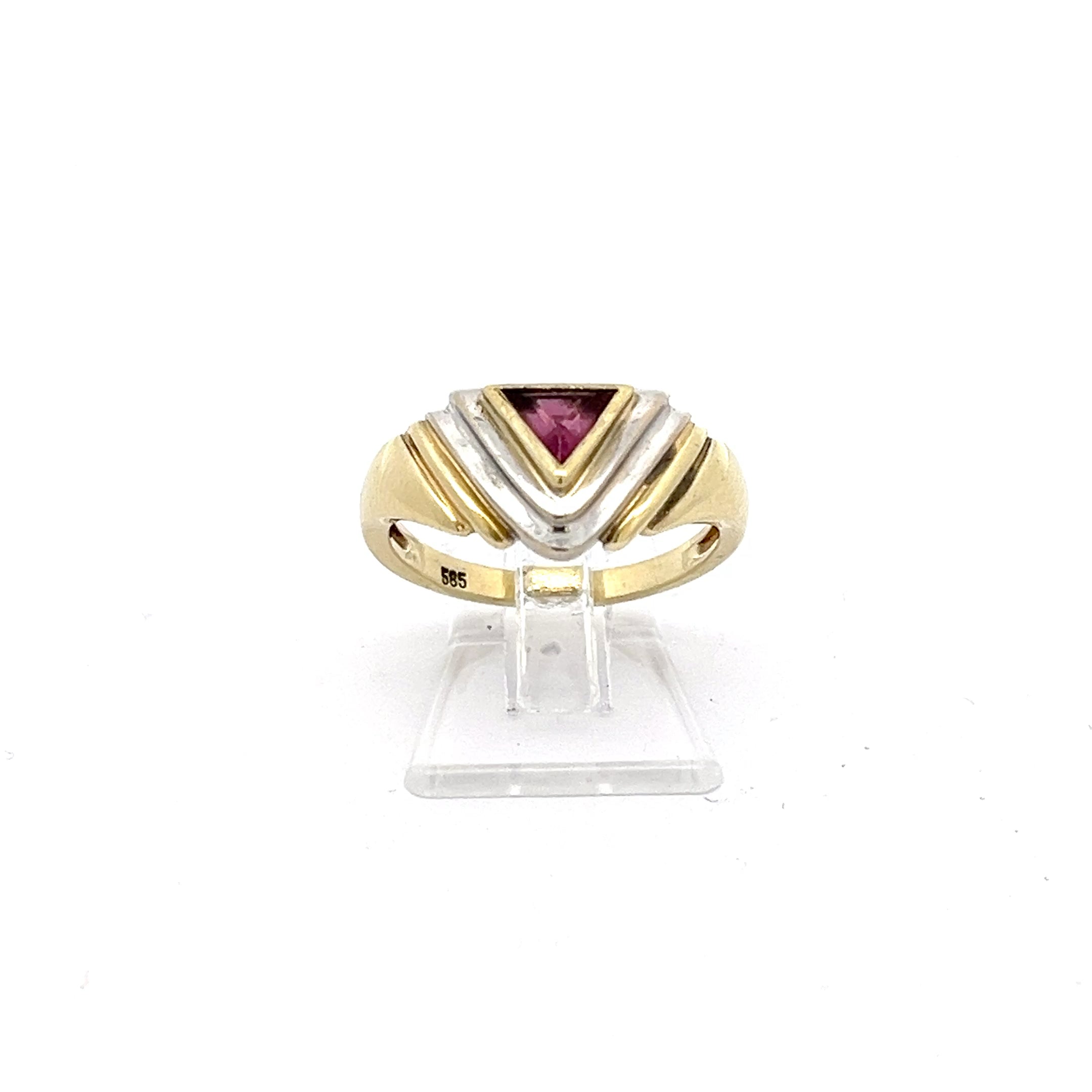 Ring Gold 585 / 14 Karat mit Farbstein Rot