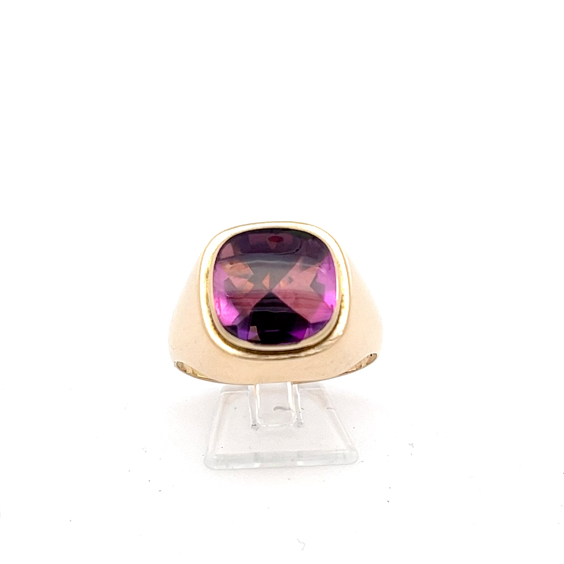 Ring Gelb Gold 585 14 Karat Farbstein rosa *67
