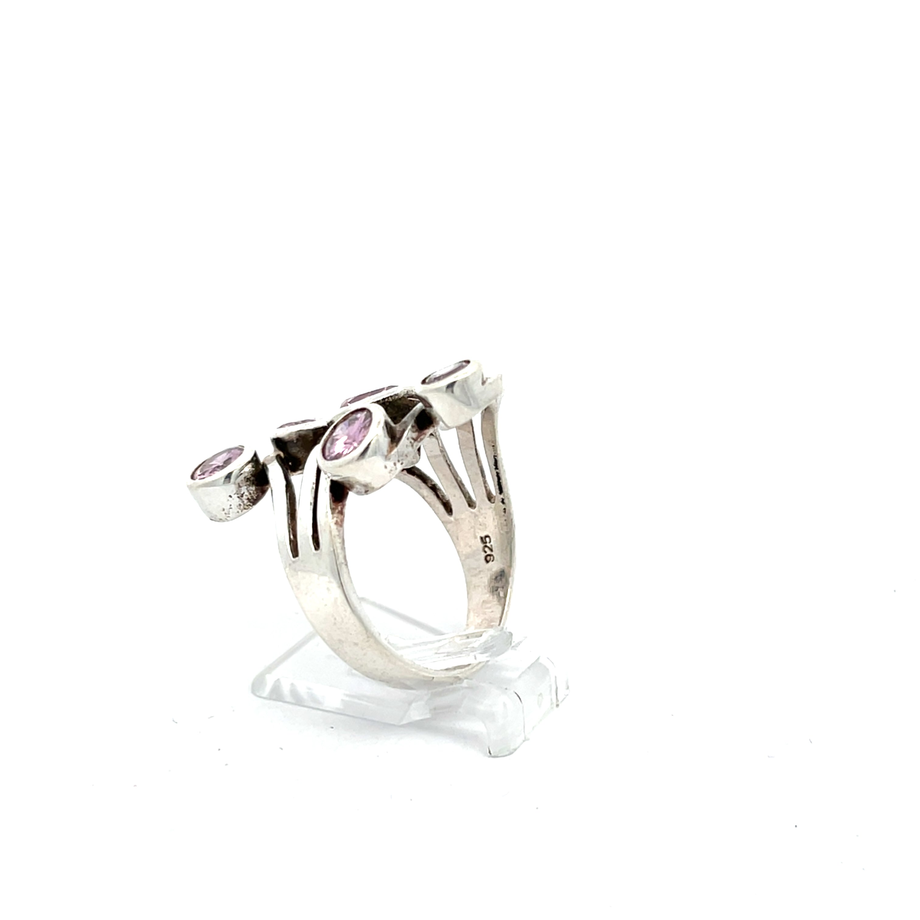 Damenring Sterling Silber 925 mit rosa Farbsteinen *58