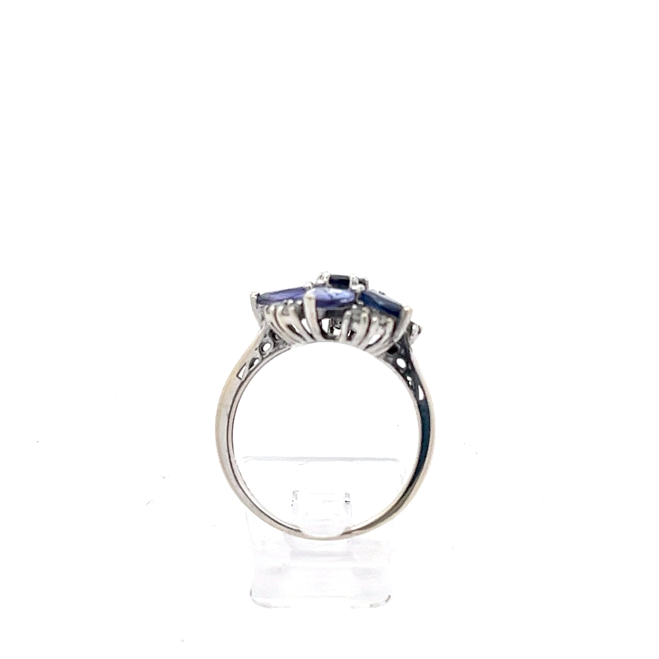 Weißgold Damenring 585 Blume lila Schmuck *53