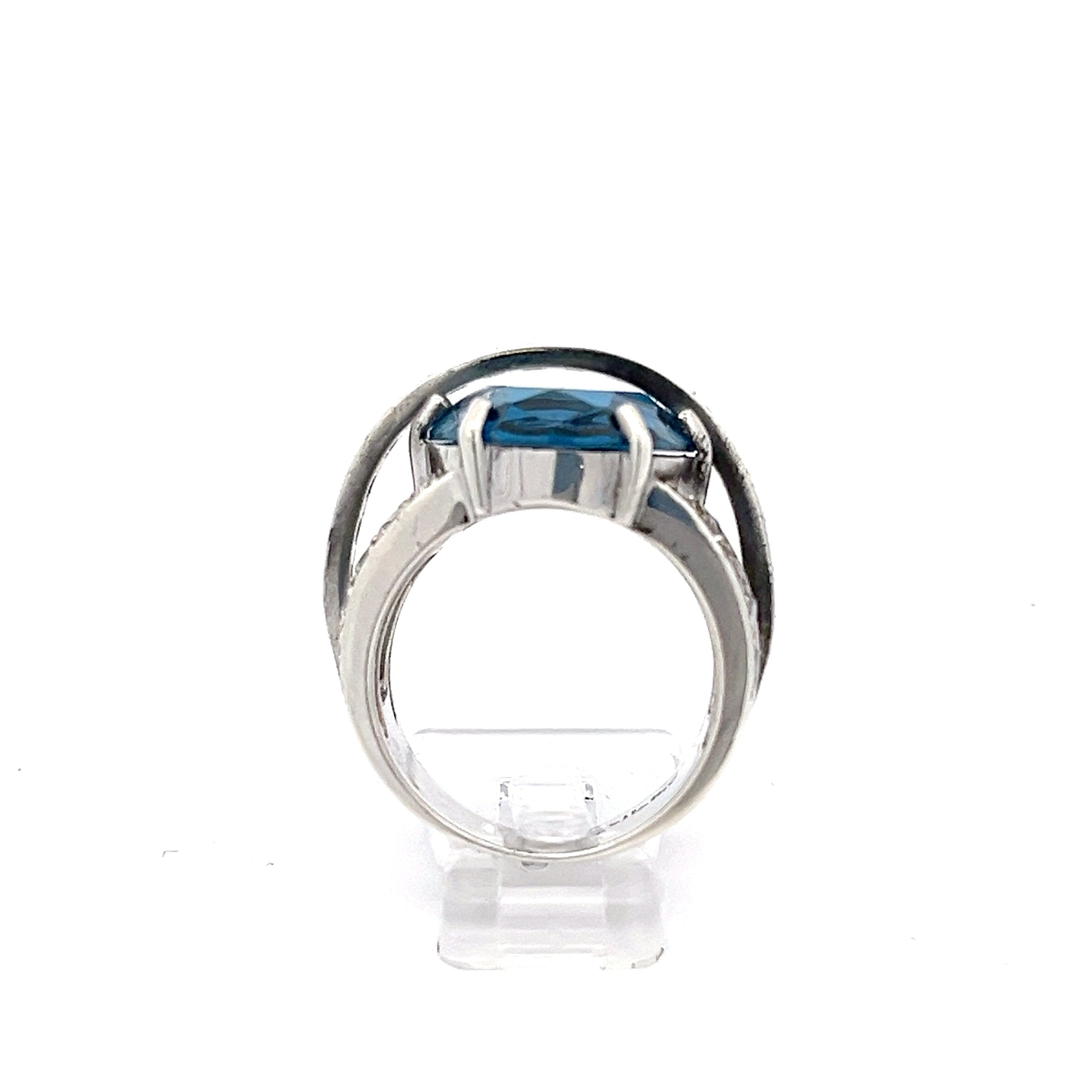Sterling Silber Ring 925 Zirkonia blauer Stein *58