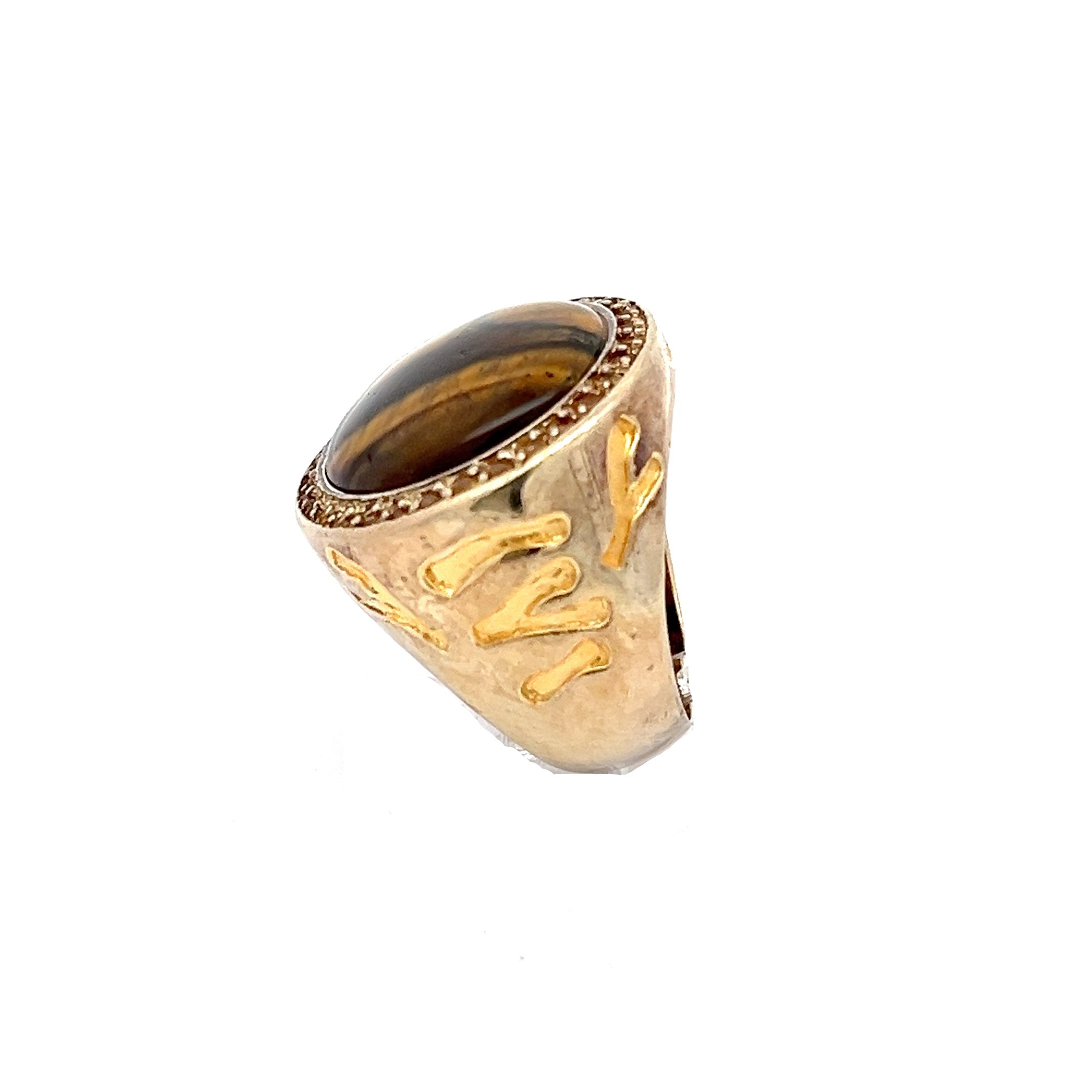 Ring "Tigerauge" 925 Silber vergoldet Gr.59