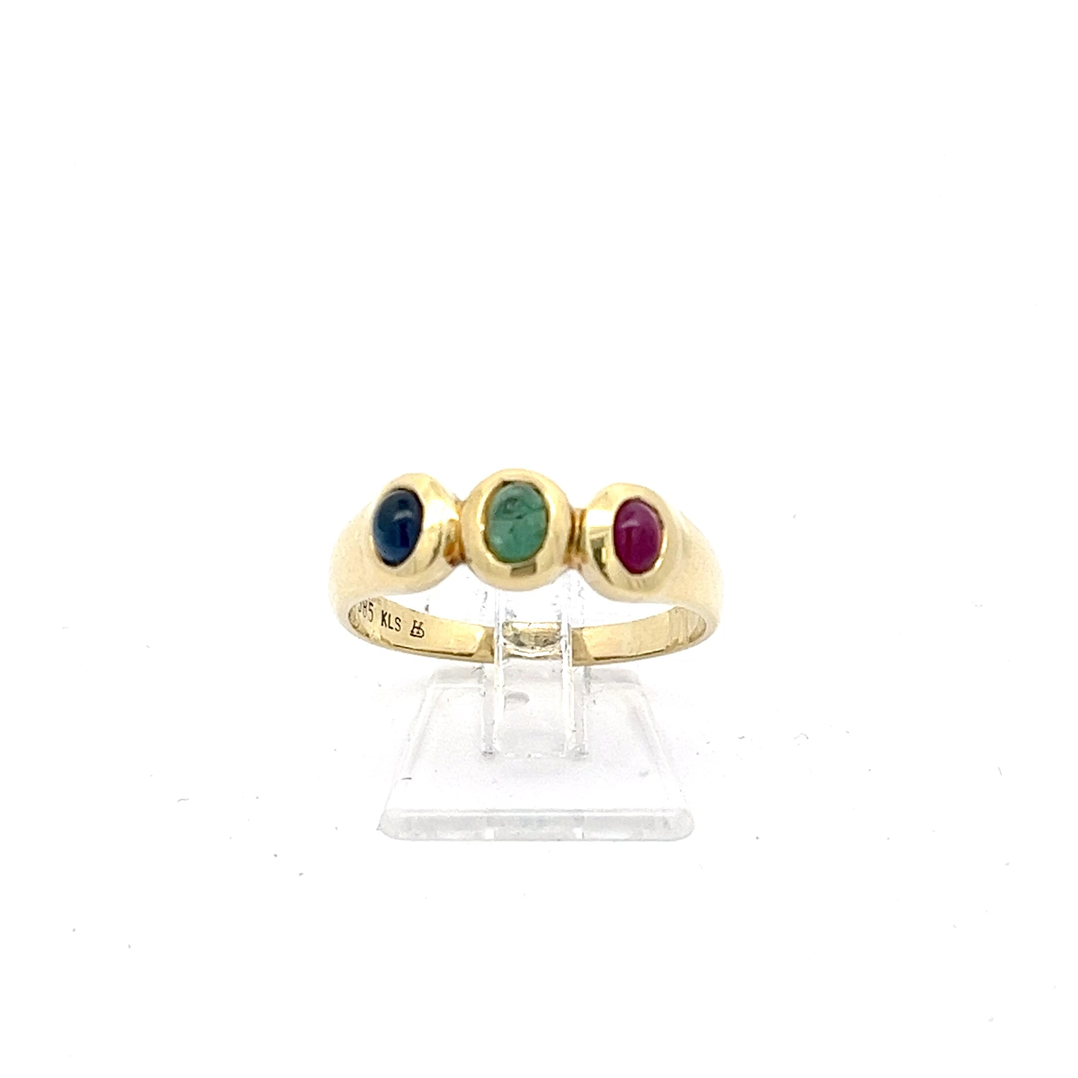 Damenring Gelb Gold 585 14 Karat mit Schmucksteinen *60