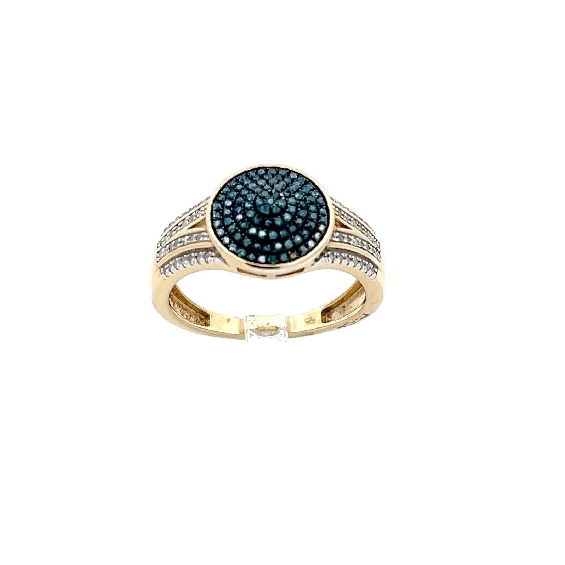 Ring Silber vergoldet 925 mit blauen Steinen und Zirkonia *60