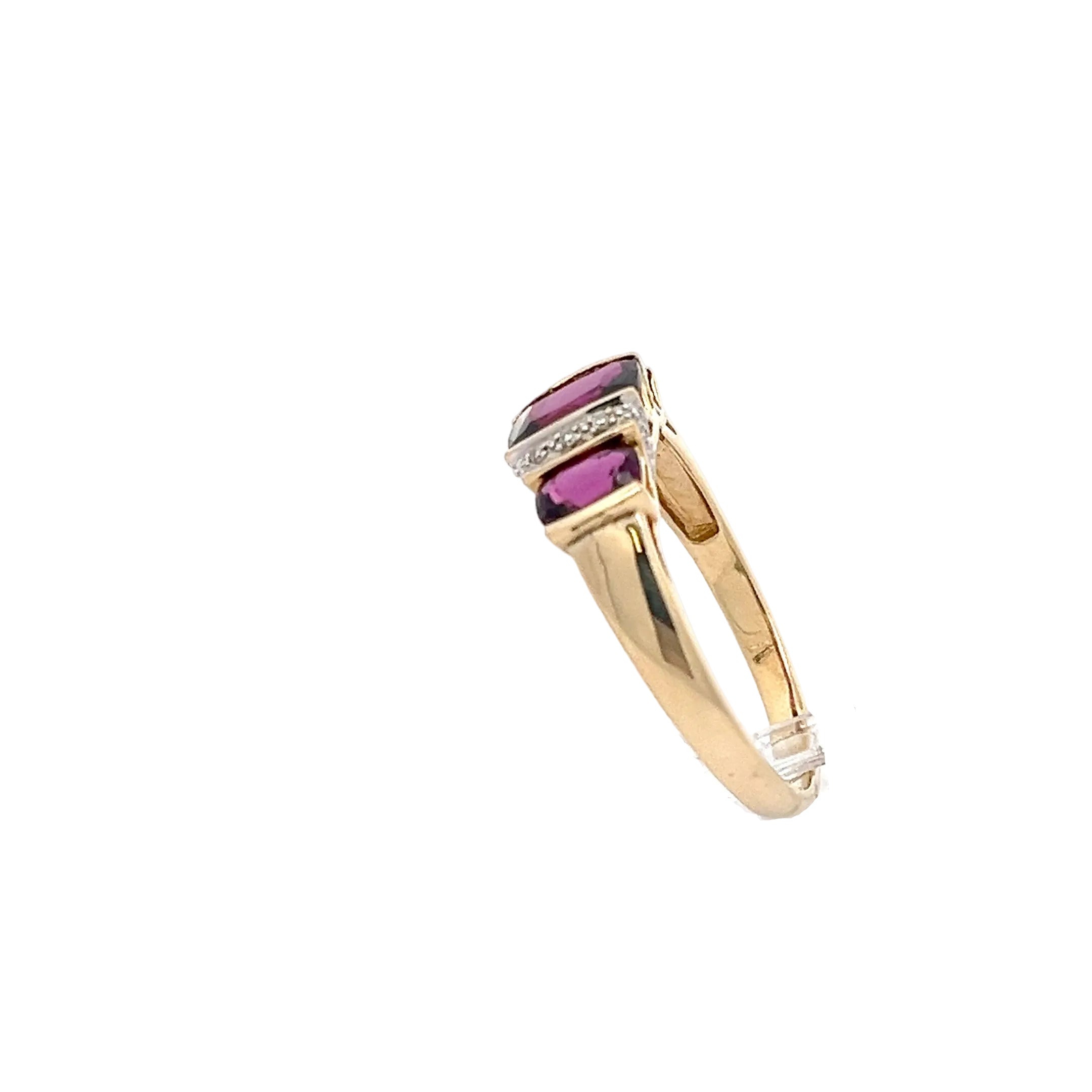 Diamanten Damenring Gelb Gold 585 14 Karat mit lila Steinen *66