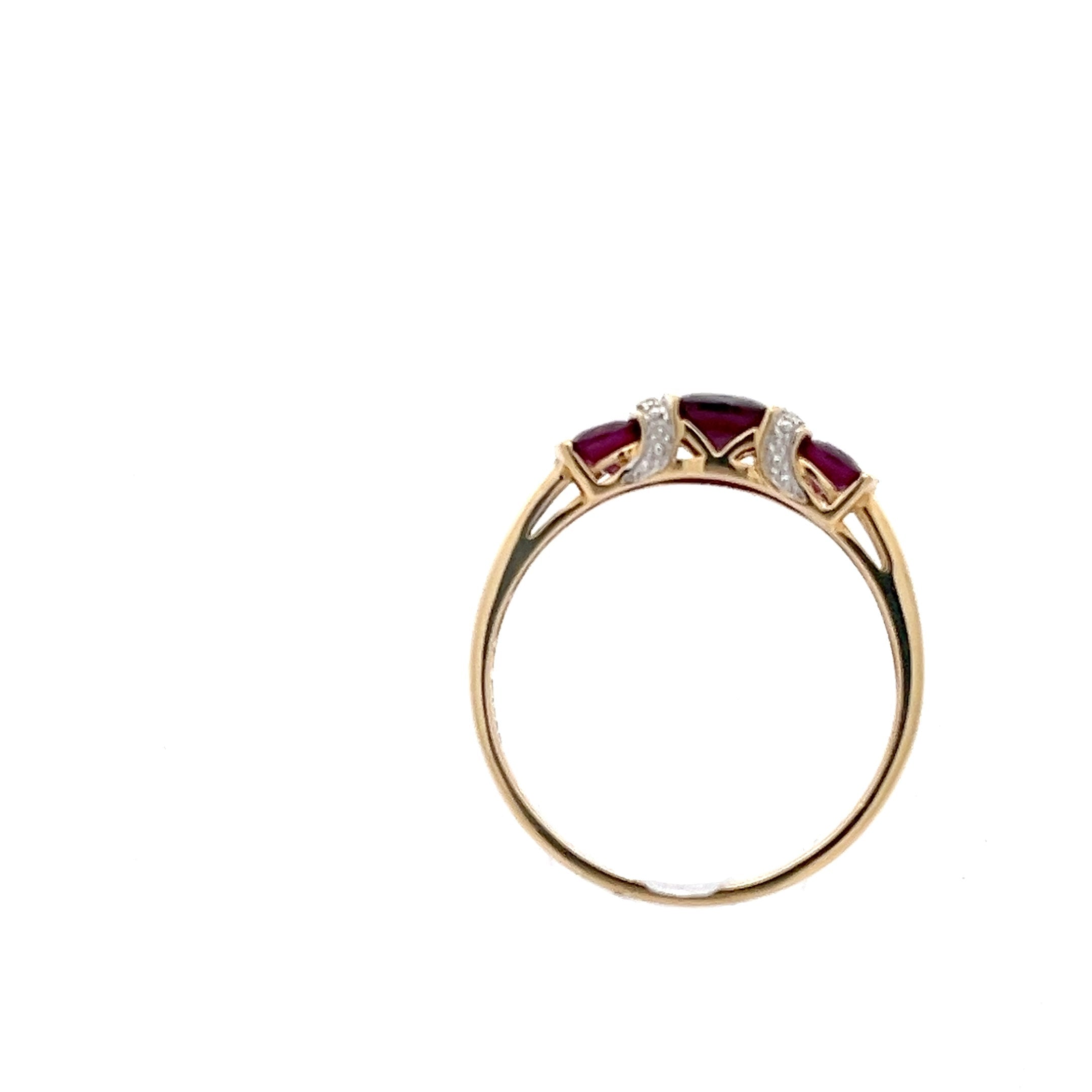 Diamanten Damenring Gelb Gold 585 14 Karat mit lila Steinen *66