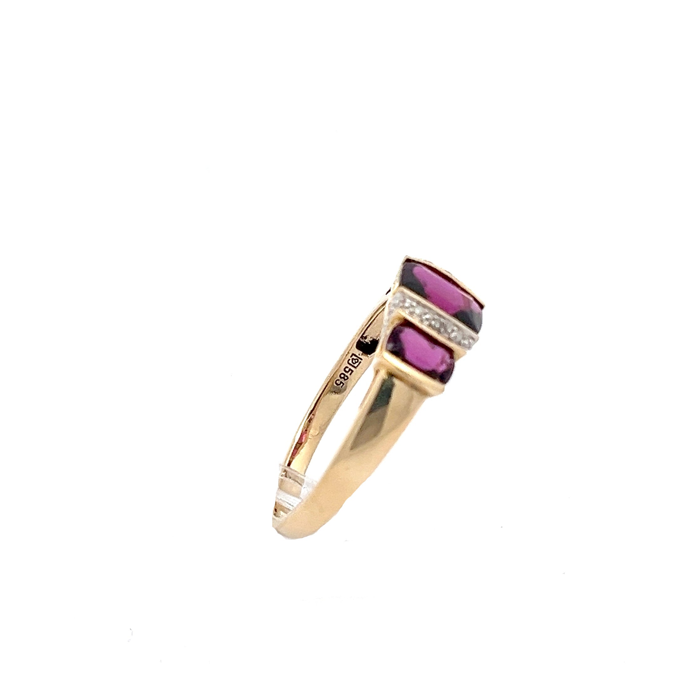 Diamanten Damenring Gelb Gold 585 14 Karat mit lila Steinen *66