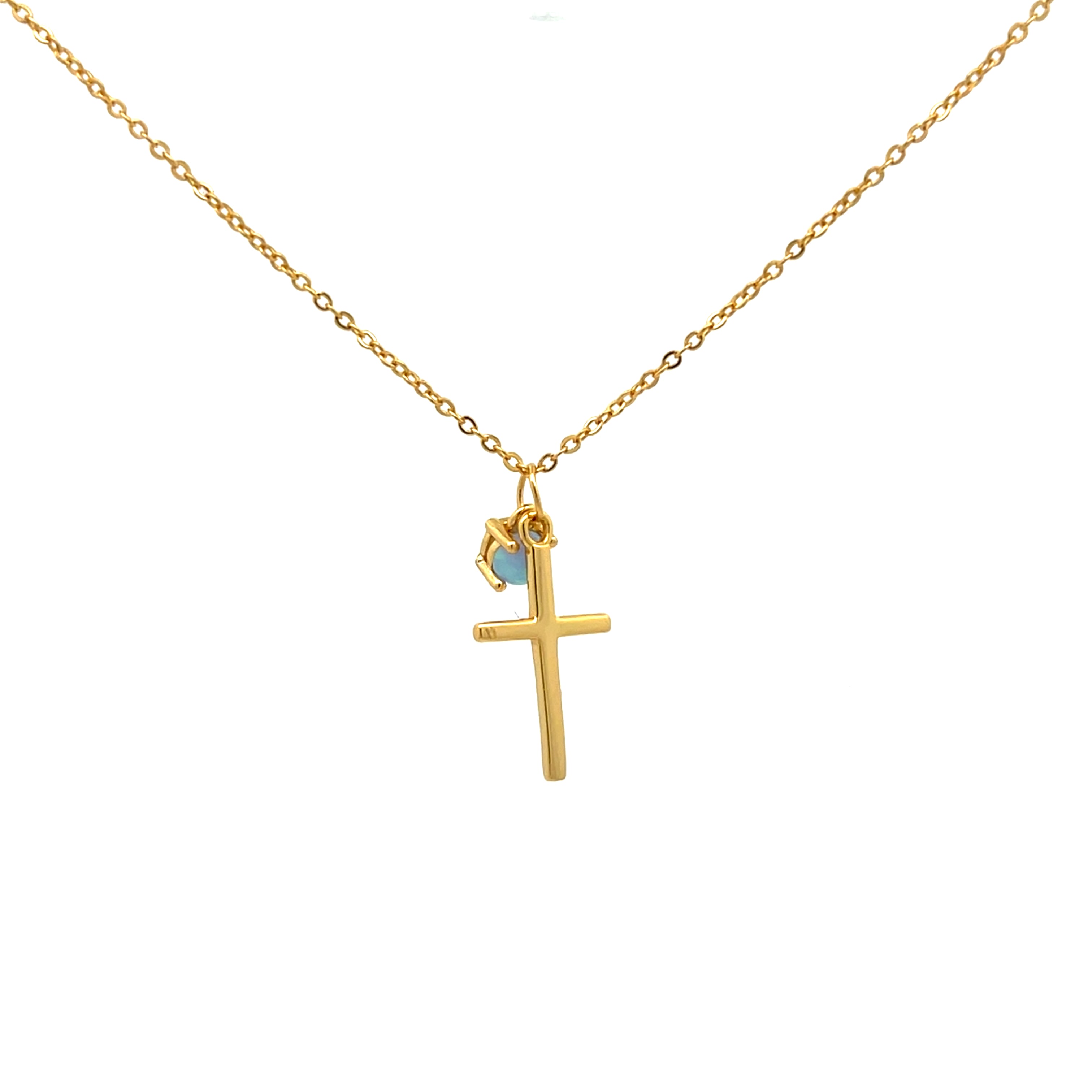 Sterling Silber Kette vergoldet mit Kreuz und Opal
