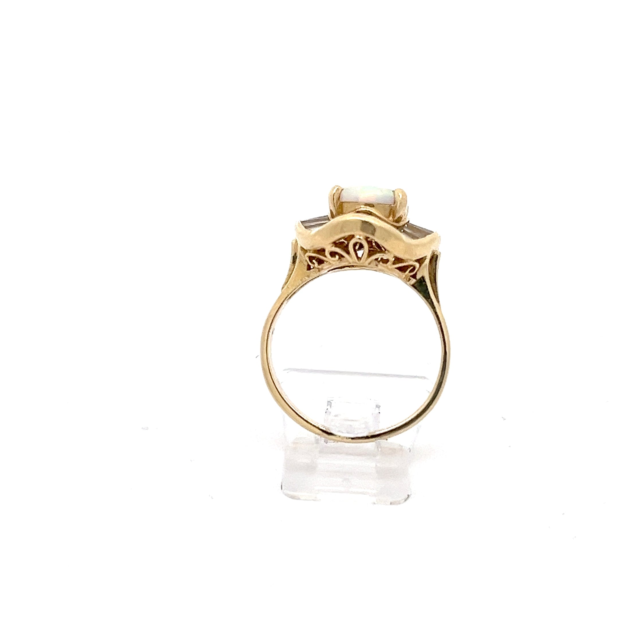 Opal Damen Ring Gelb Gold 585 14 Karat mit Zirkonia *52