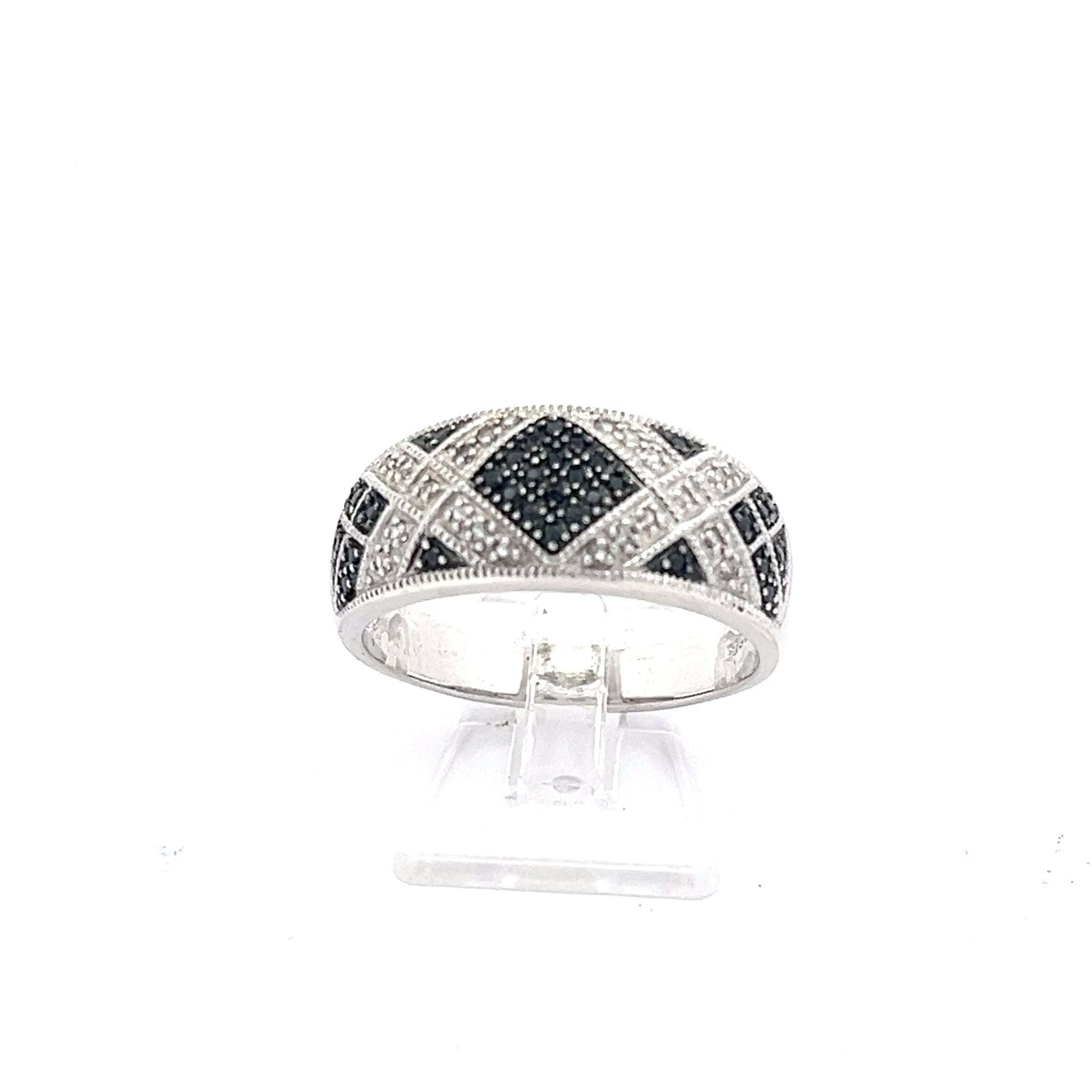 Ring Sterling Silber 925 mit Zirkonia und schwarzen Steinen *63