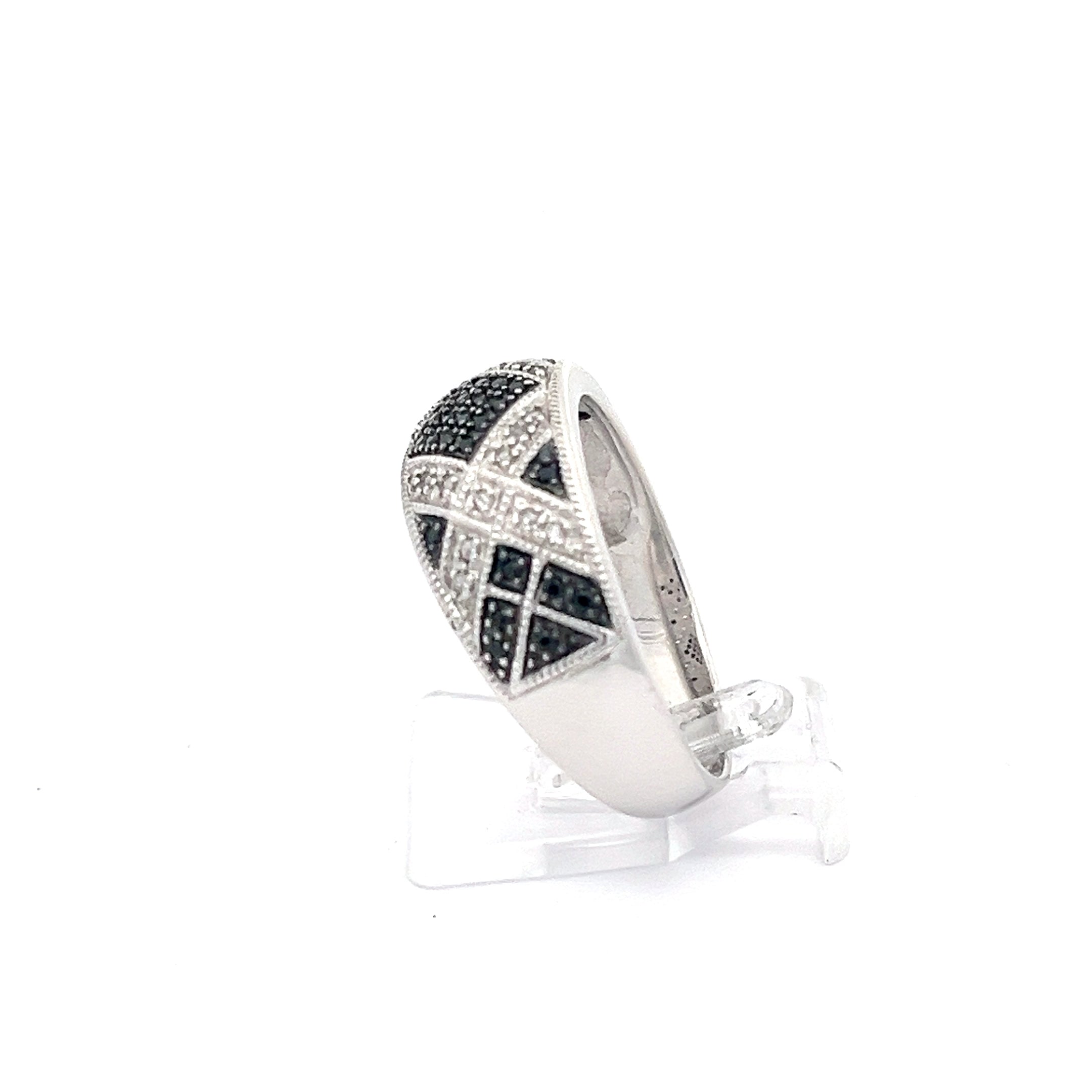Ring Sterling Silber 925 mit Zirkonia und schwarzen Steinen *63