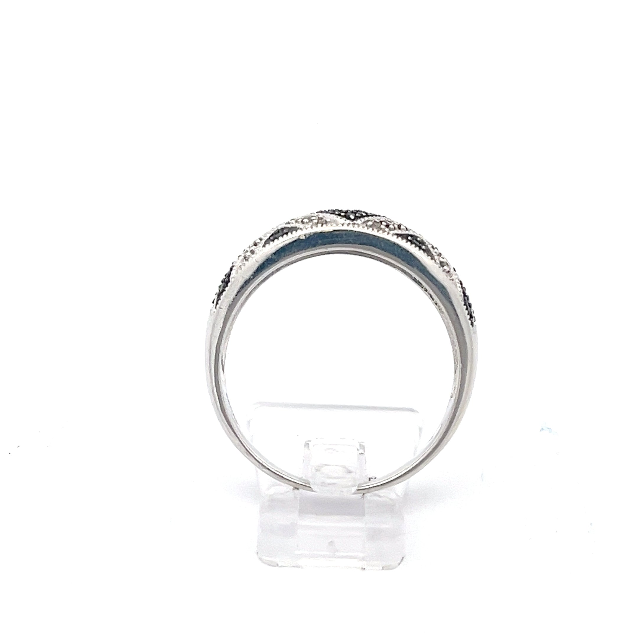 Ring Sterling Silber 925 mit Zirkonia und schwarzen Steinen *63