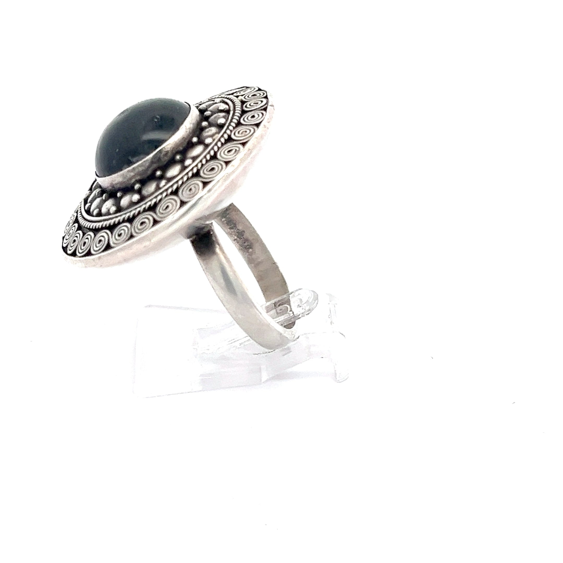 Ring Sterling Silber mit schwarzem Stein *52