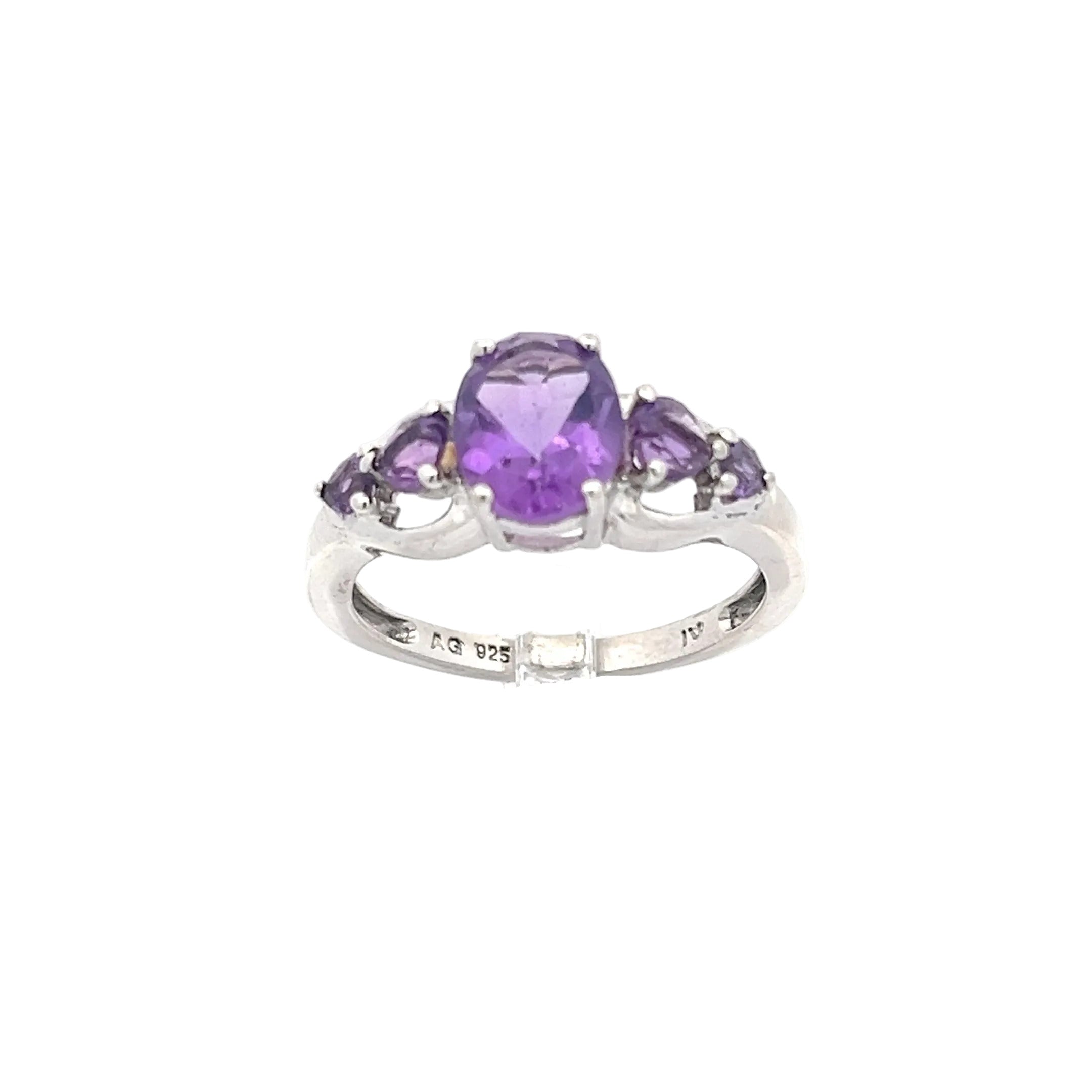 Damenring 925 Sterling Silber mit lila Steinen Gr.66