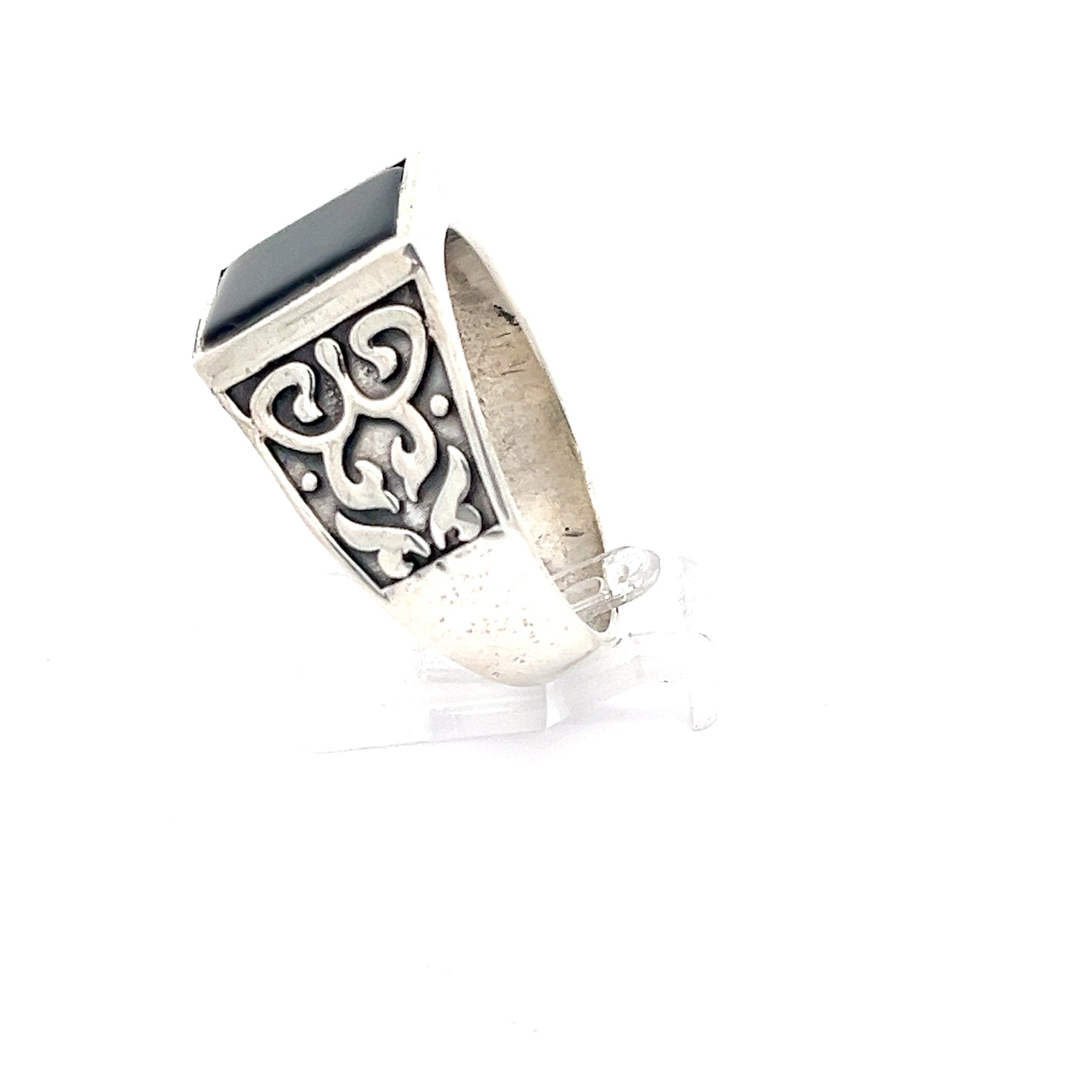 Herrenring Sterling Silber mit schwarzem Stein *59