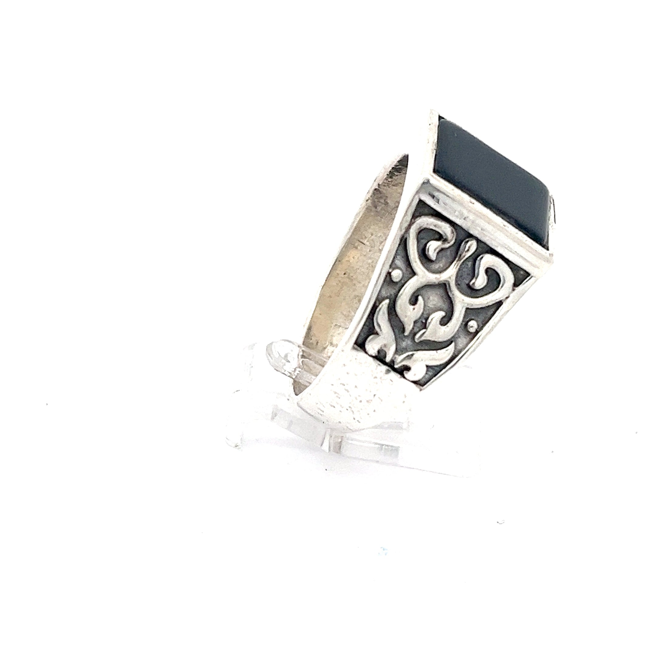 Herrenring Sterling Silber mit schwarzem Stein *59
