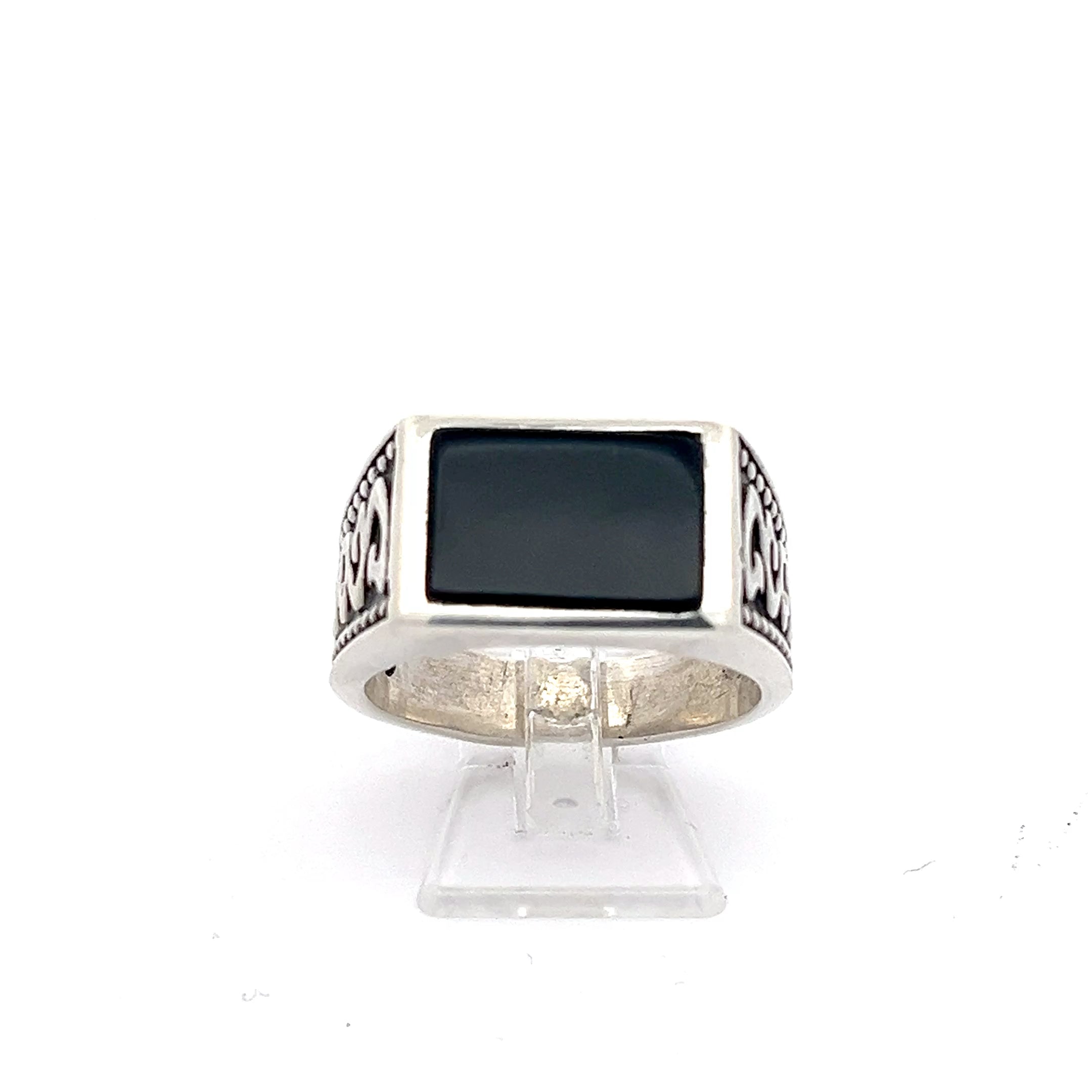 Herren Ring Sterling Silber mit schwarzem Stein