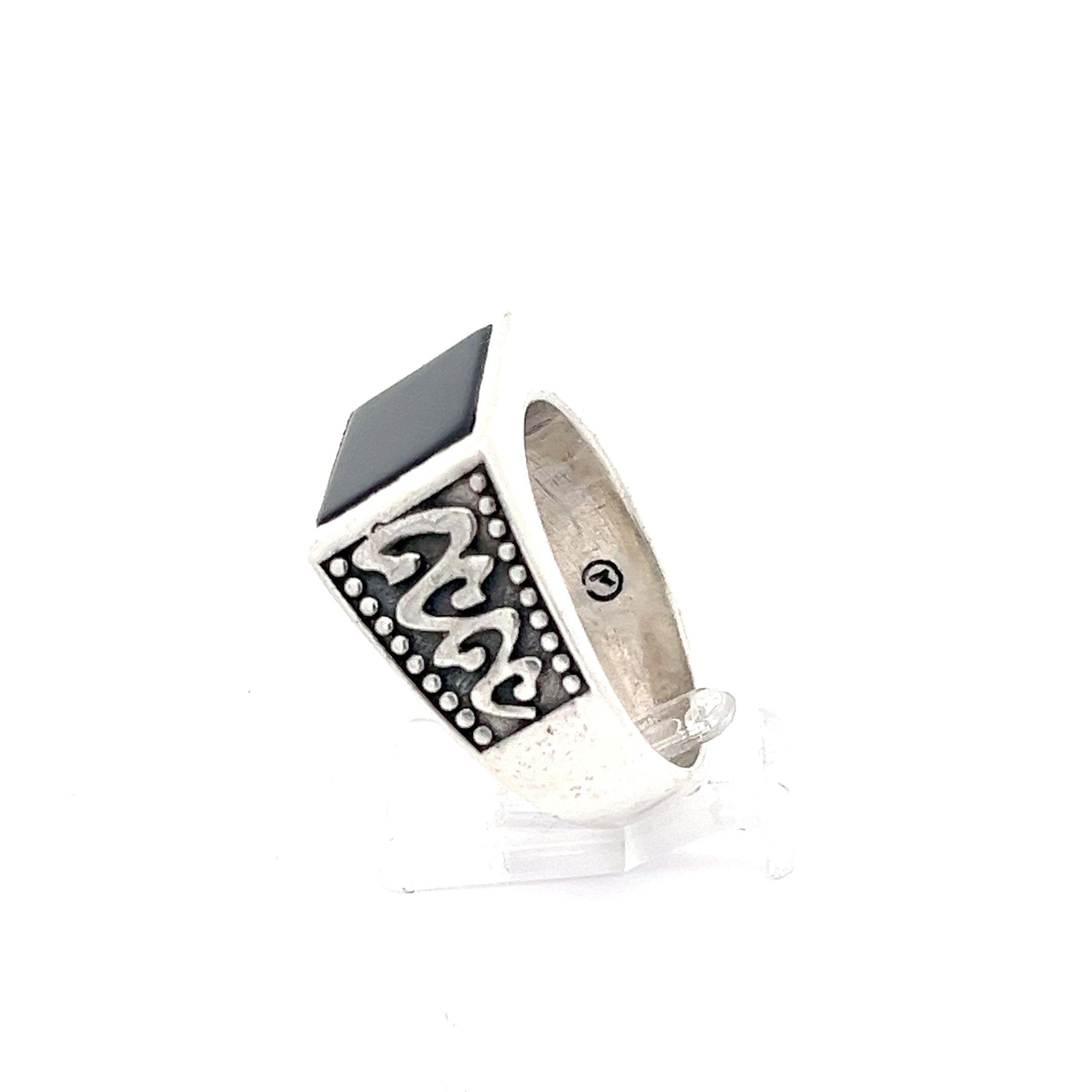 Herren Ring Sterling Silber mit schwarzem Stein