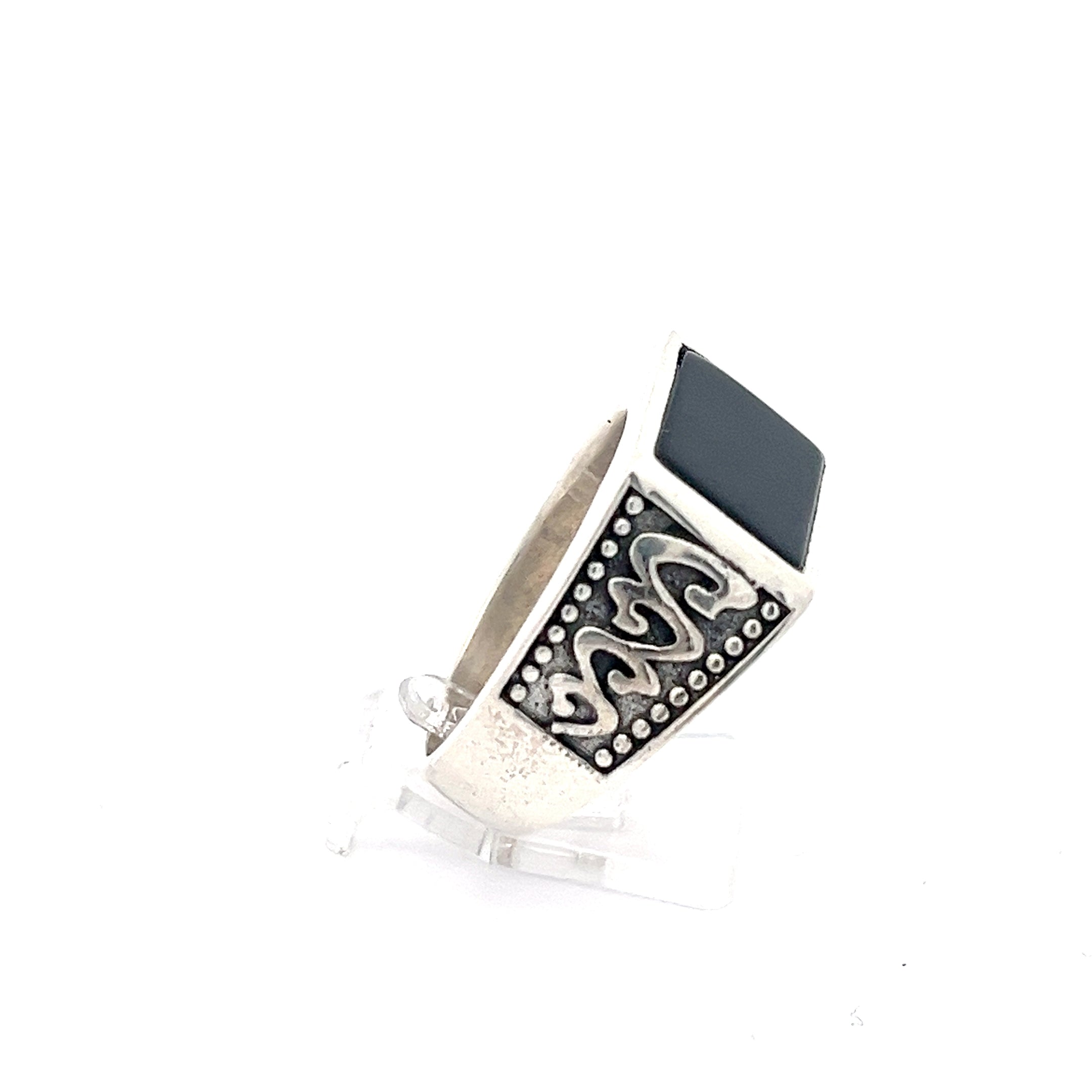 Herren Ring Sterling Silber mit schwarzem Stein