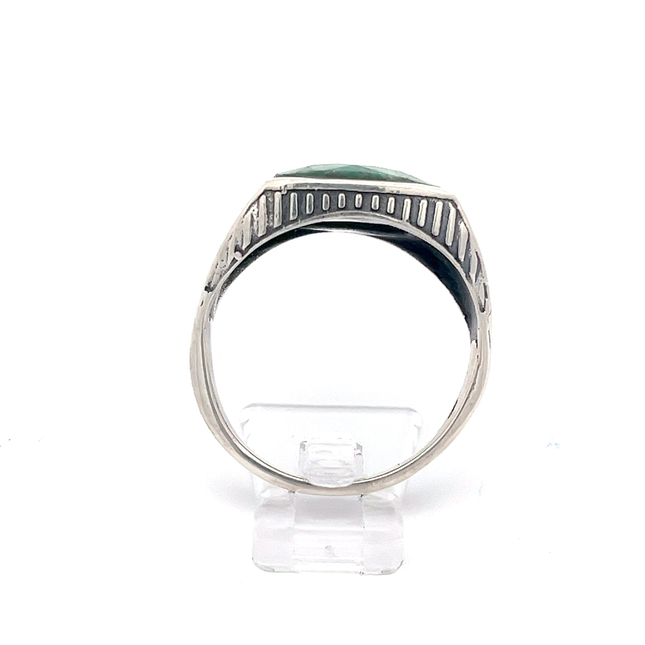Herrenring Sterling Silber 925 mit grünem Stein *68