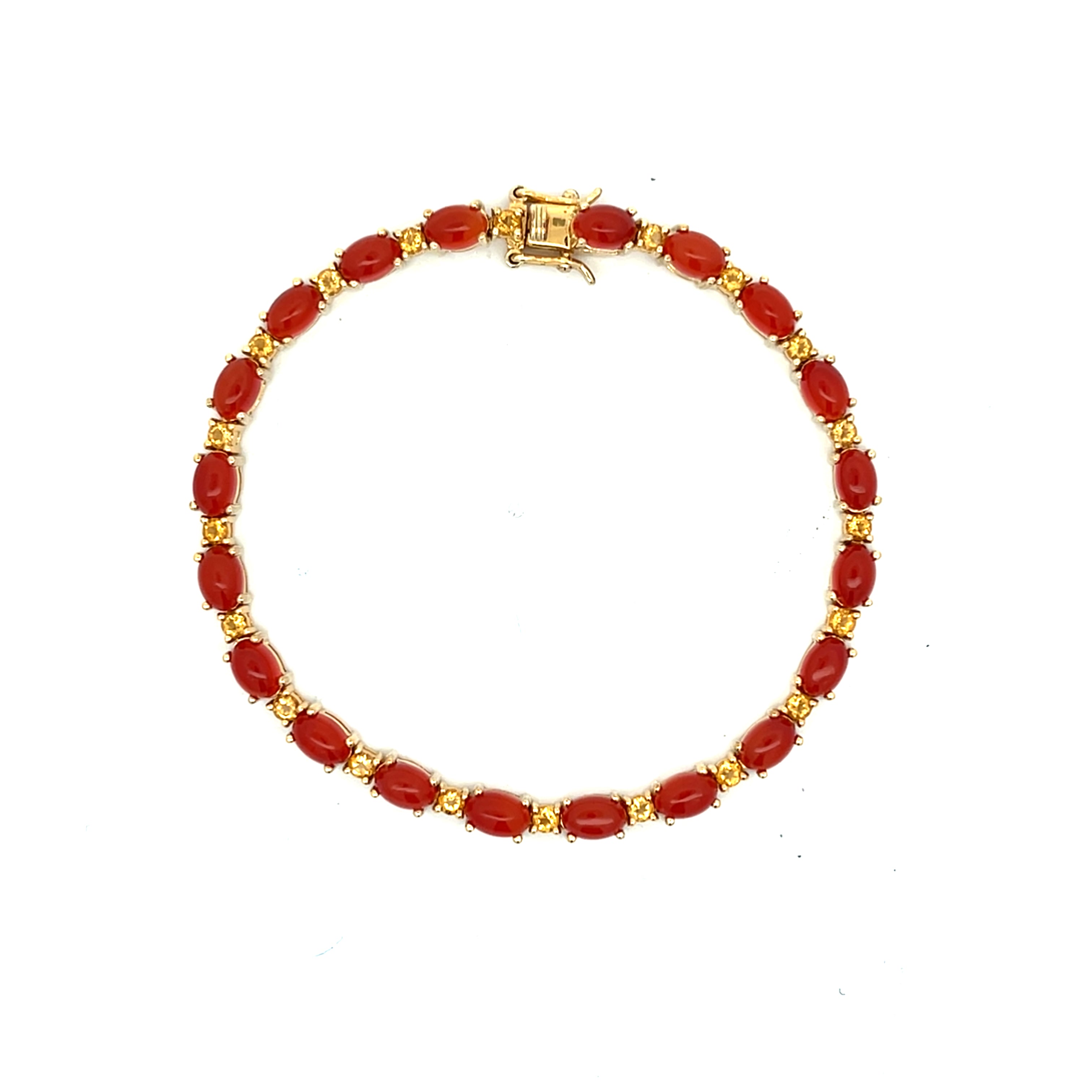 Damen Armband 925 Silber vergoldet mit Farbsteinen rot / orange