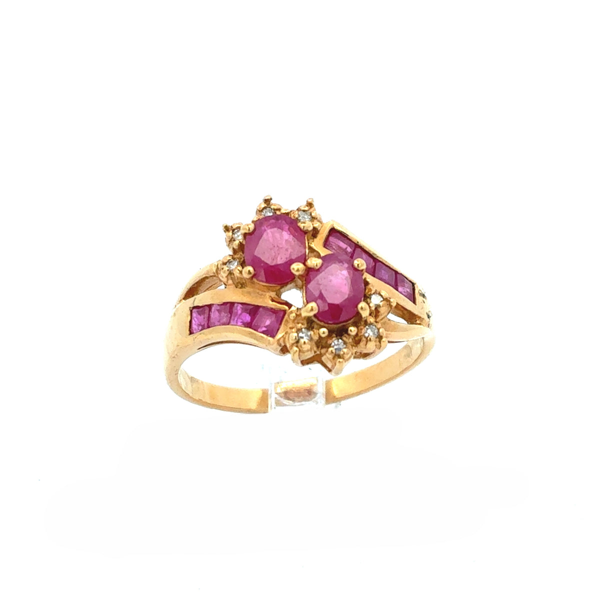 Ring Gelb Gold 333 8K Unisex Schmuckstein Magenta