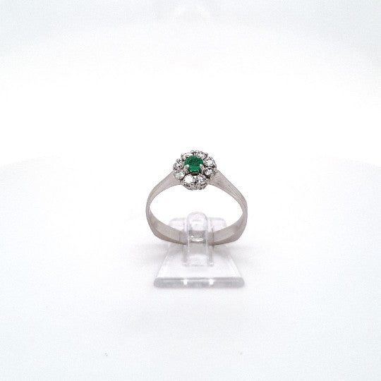 Ring Weiß Gold 585 Brillanten Schmuckstein Grün Damen