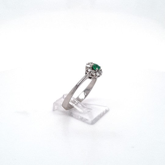 Ring Weiß Gold 585 Brillanten Schmuckstein Grün Damen