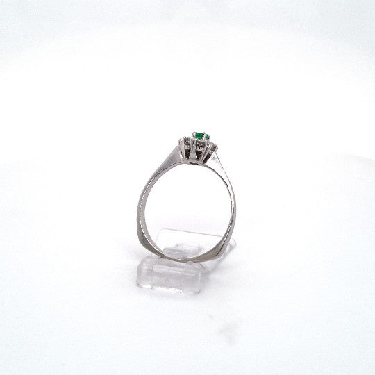 Ring Weiß Gold 585 Brillanten Schmuckstein Grün Damen