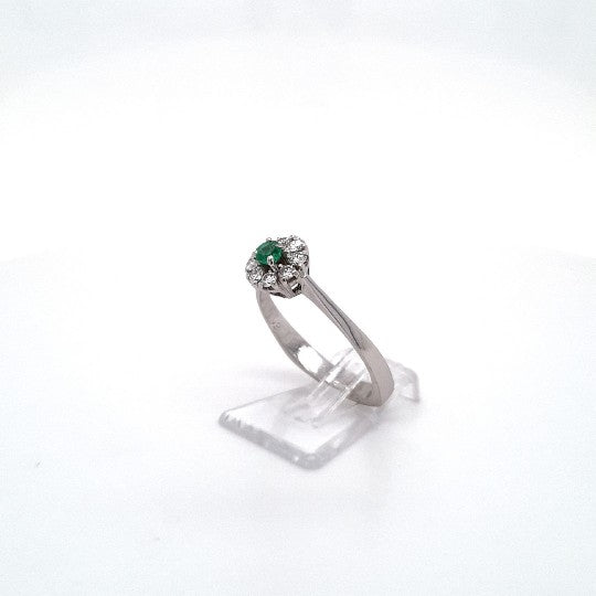 Ring Weiß Gold 585 Brillanten Schmuckstein Grün Damen