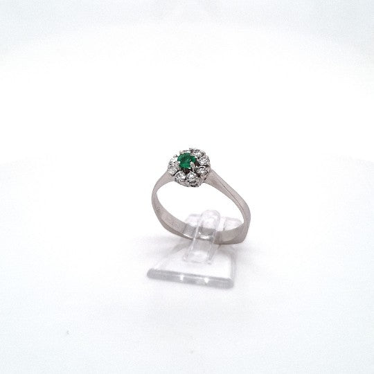 Ring Weiß Gold 585 Brillanten Schmuckstein Grün Damen