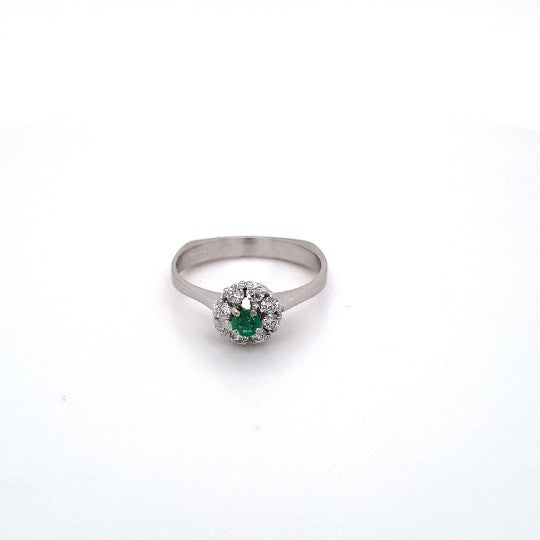 Ring Weiß Gold 585 Brillanten Schmuckstein Grün Damen
