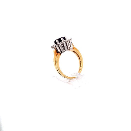 Damen Ring Gelbgold Weißgold lila Schmuckstein 8 Brillanten je ca.0,05 ct