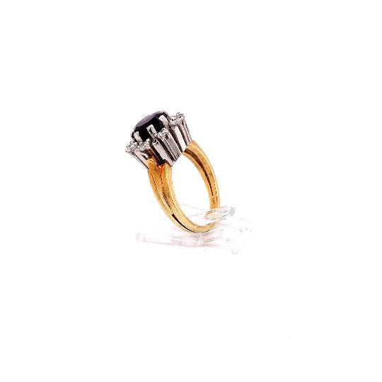 Damen Ring Gelbgold Weißgold lila Schmuckstein 8 Brillanten je ca.0,05 ct