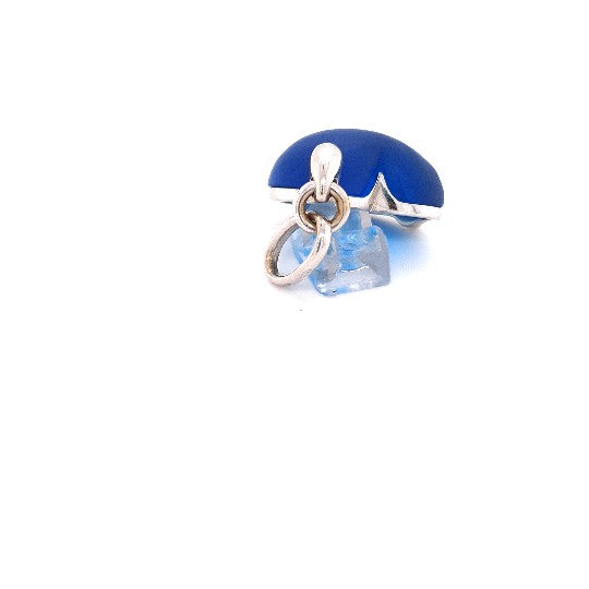 POMELLATO Anhänger Weiß Gold 750 18 kt Mattblaues Herz Quarz Schmuck