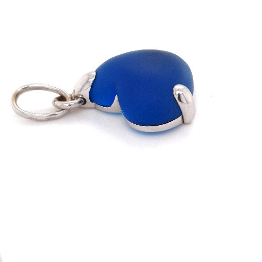 POMELLATO Anhänger Weiß Gold 750 18 kt Mattblaues Herz Quarz Schmuck
