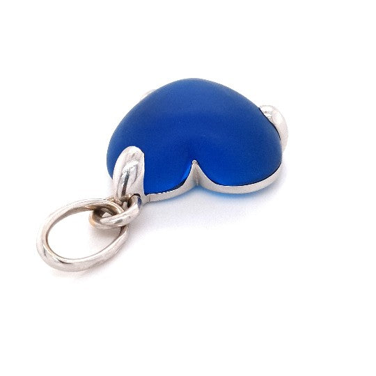 POMELLATO Anhänger Weiß Gold 750 18 kt Mattblaues Herz Quarz Schmuck