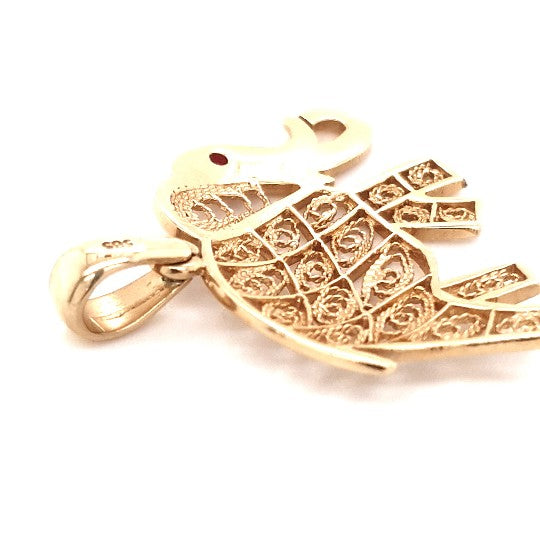 Anhänger Elefant 585 14 kt Gold Roter Schmuckstein Unisex