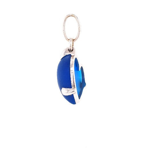 POMELLATO Anhänger Weiß Gold 750 18 kt Mattblaues Herz Quarz Schmuck