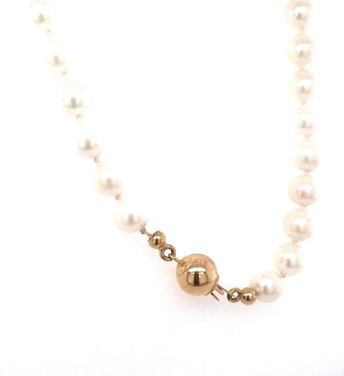 Perlenkette 44 cm Akoya Perlen Verschluss Gelb Gold 585/14 kt