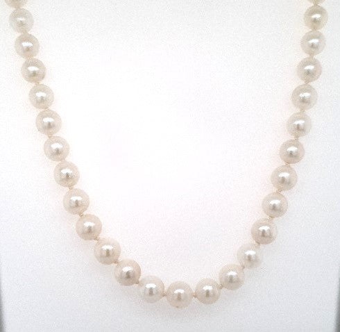 Perlenkette 44 cm Akoya Perlen Verschluss Gelb Gold 585/14 kt