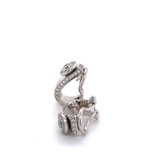 Ohrclips Weißgold 750 je 21 Brillanten ca.0,40ct zusammen 42 Brillanten ca.0,80ct