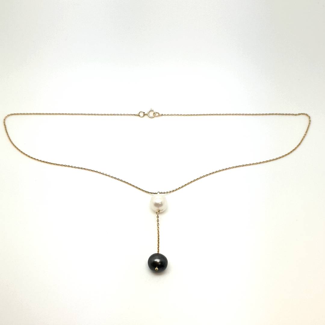 Gold Kette 750 Gelbgold 18kt Perlenbesatz Collier
