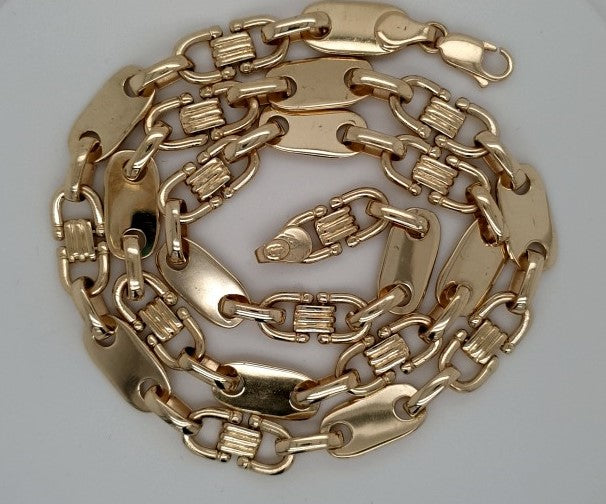 Kette Platte Steigbügel Gelb Gold 585 Unisex Schmuck