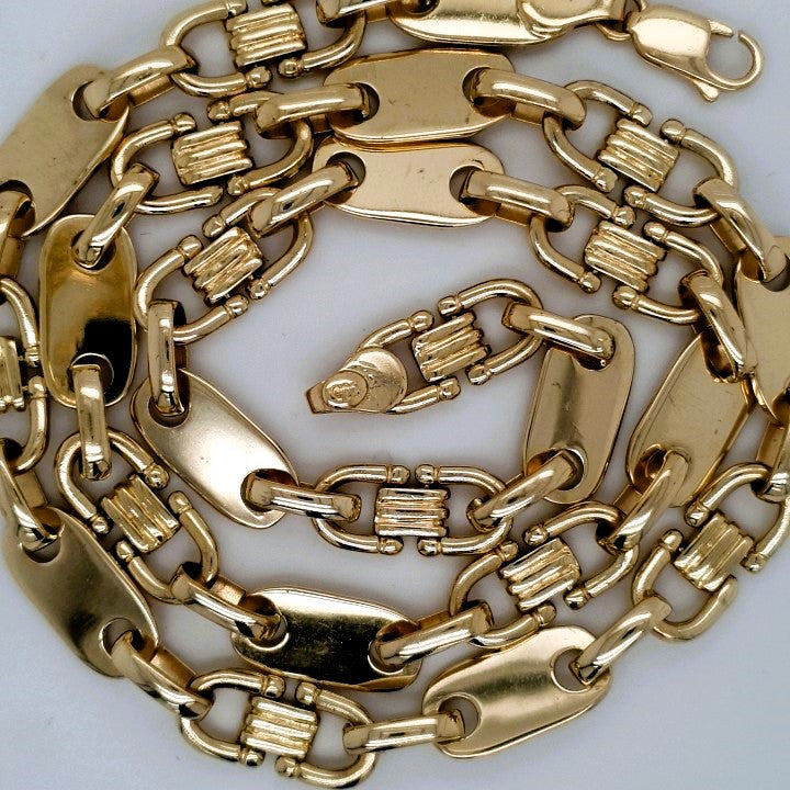 Kette Platte Steigbügel Gelb Gold 585 Unisex Schmuck