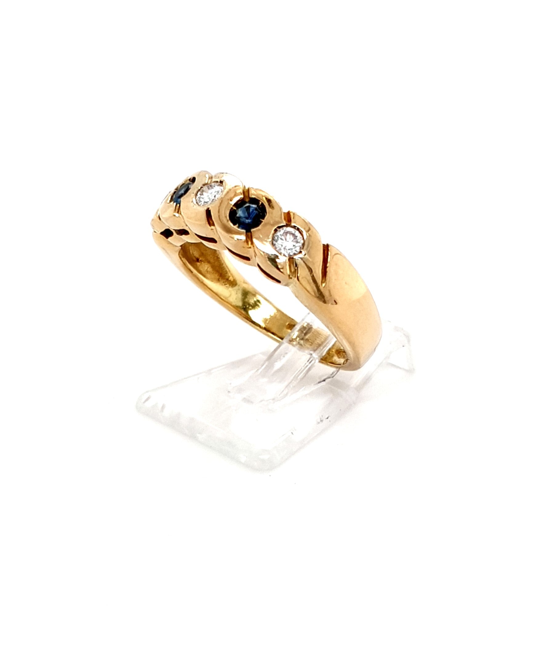 Ring Gold 750 18 kt Brillanten Schmucksteine Blau Damen
